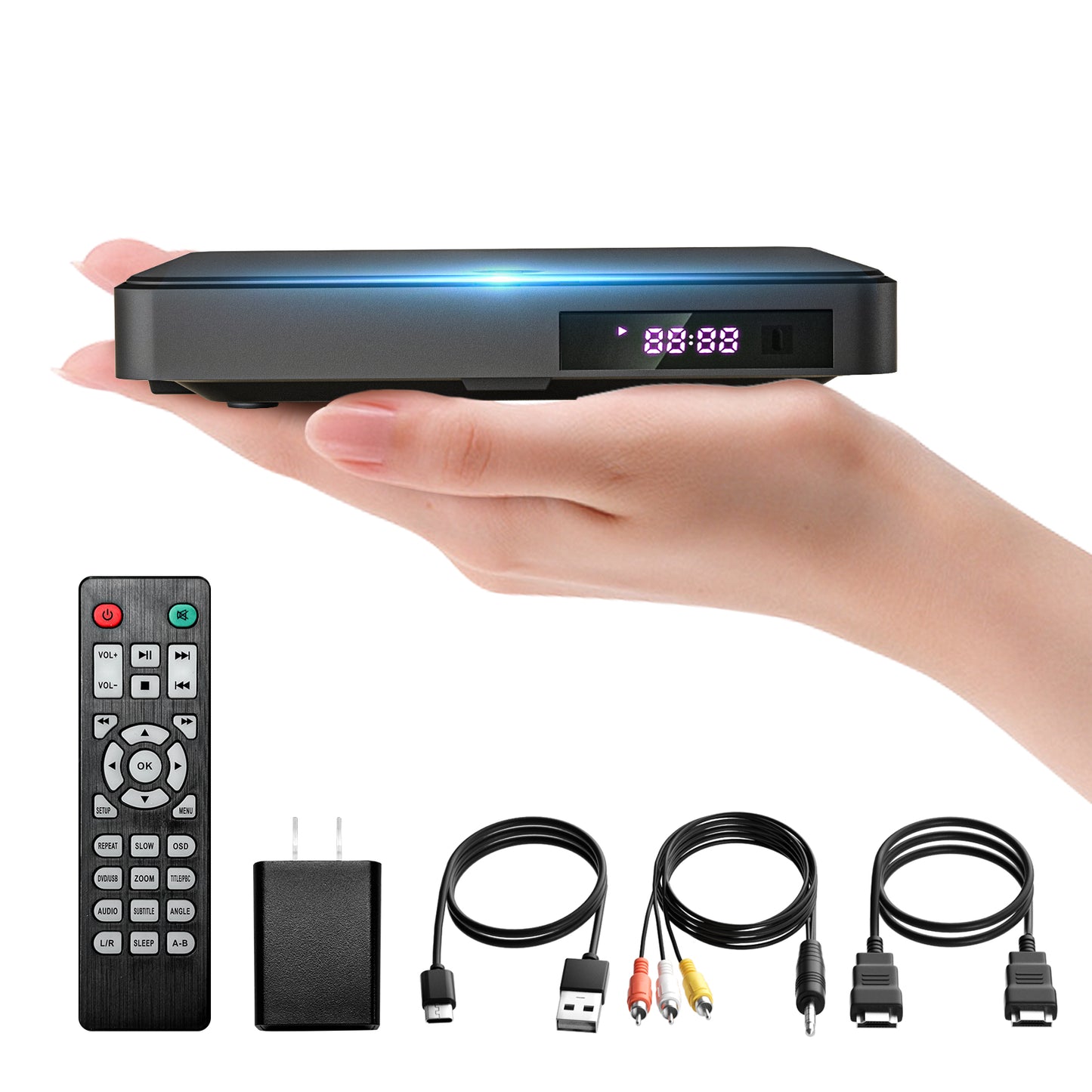 Mini DVD Player HDMI, Miuscall-C DVD Player for TV Included HDMI RCA Cord, All Region Compact DVD Player, Breakpoint Memory Support USB, Built-in PAL/NTSC, Small DVD Player for TV with Remote Control