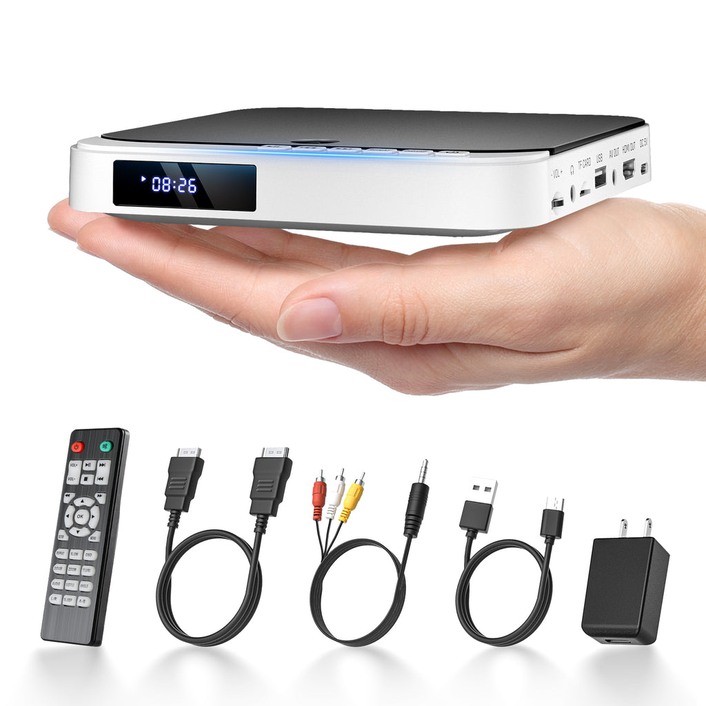 Desobry HDMI DVD Players for TV, 1080P HD Mini DVD Player, Small DVD Player for TV with All Region Free, Compact DVD Player for Smart TV, Support AV Output, USB/TF Card Input, Remote Control,PAL/NTSC