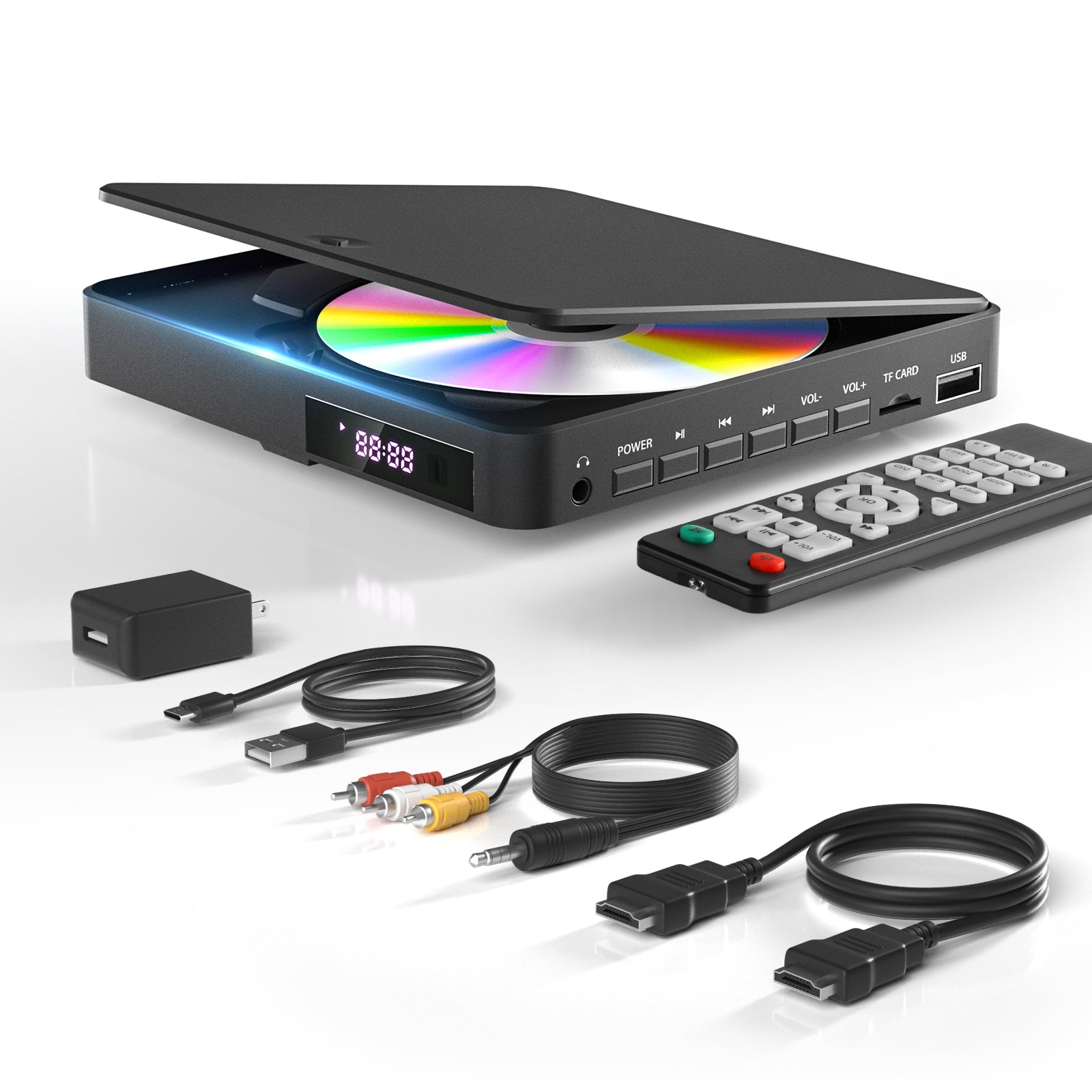 Mini DVD Player HDMI, Miuscall-C DVD Player for TV Included HDMI RCA Cord, All Region Compact DVD Player, Breakpoint Memory Support USB, Built-in PAL/NTSC, Small DVD Player for TV with Remote Control