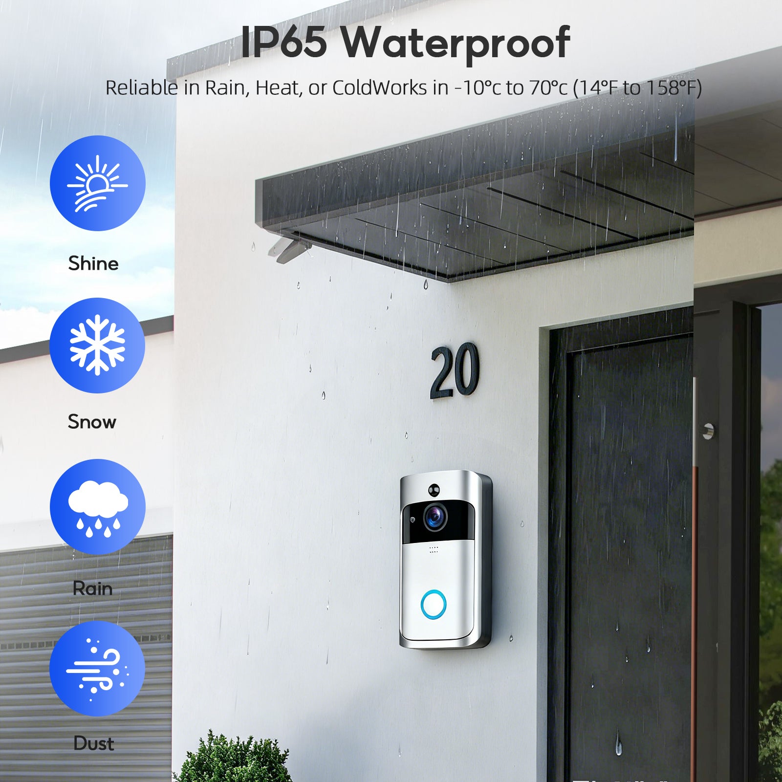 Doorbell Camera Wireless , 1080P Video Doorbell with Chime, Front Door Camera, 2-way Audio, Instant Alert,PIR Motion Detection,Night Vision,Battery-Powered Smart Doorbell