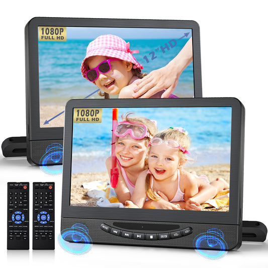 12.01" Portable DVD Player for Car Dual Screen, Car DVD Player with HDMI Input