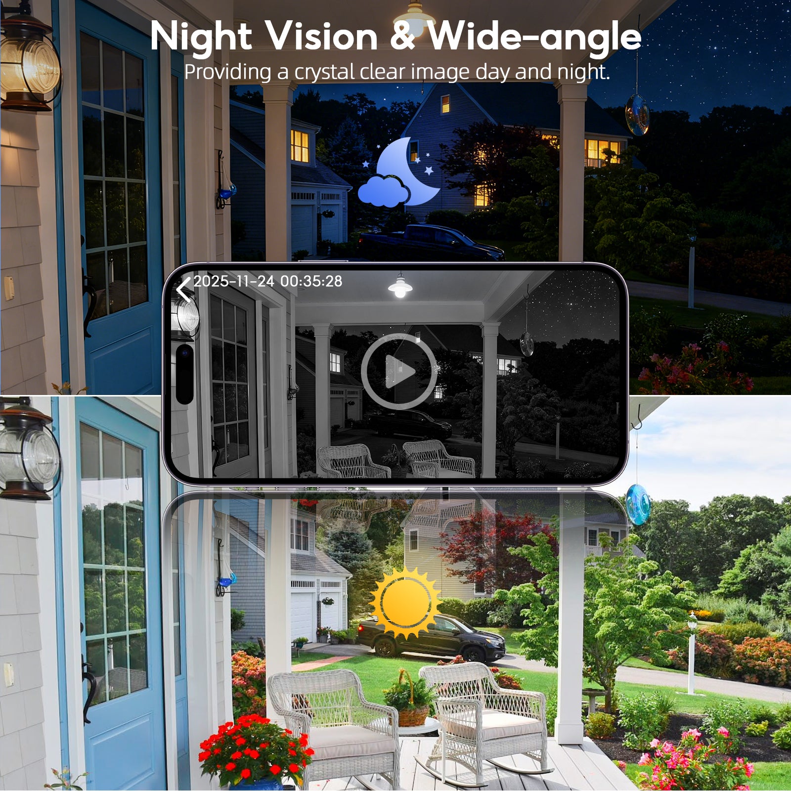 Doorbell Camera Wireless , 1080P Video Doorbell with Chime, Front Door Camera, 2-way Audio, Instant Alert,PIR Motion Detection,Night Vision,Battery-Powered Smart Doorbell