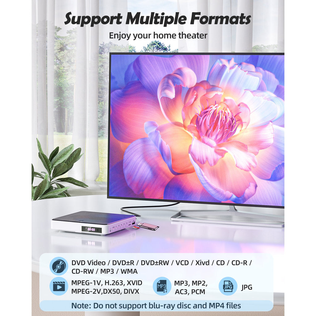 Arafuna Portable DVD Players for TV, 1080P Mini DVD Player with Remote, Hdmi Cable, Support Playback