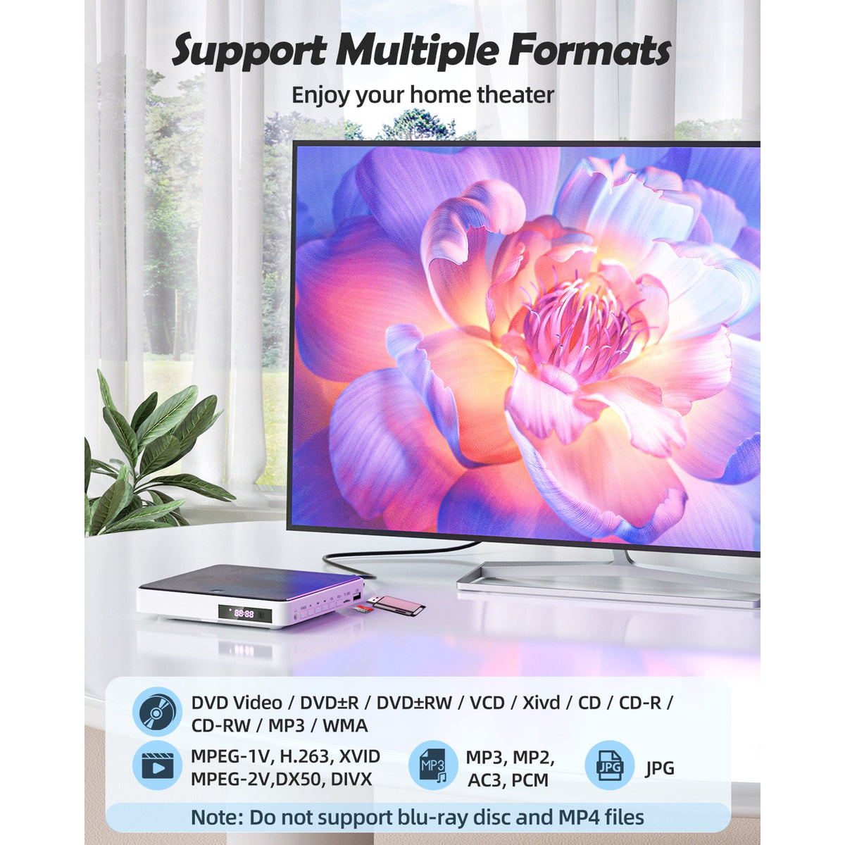Arafuna Portable DVD Players for TV, 1080P Mini DVD Player with Remote, Hdmi Cable, Support Playback