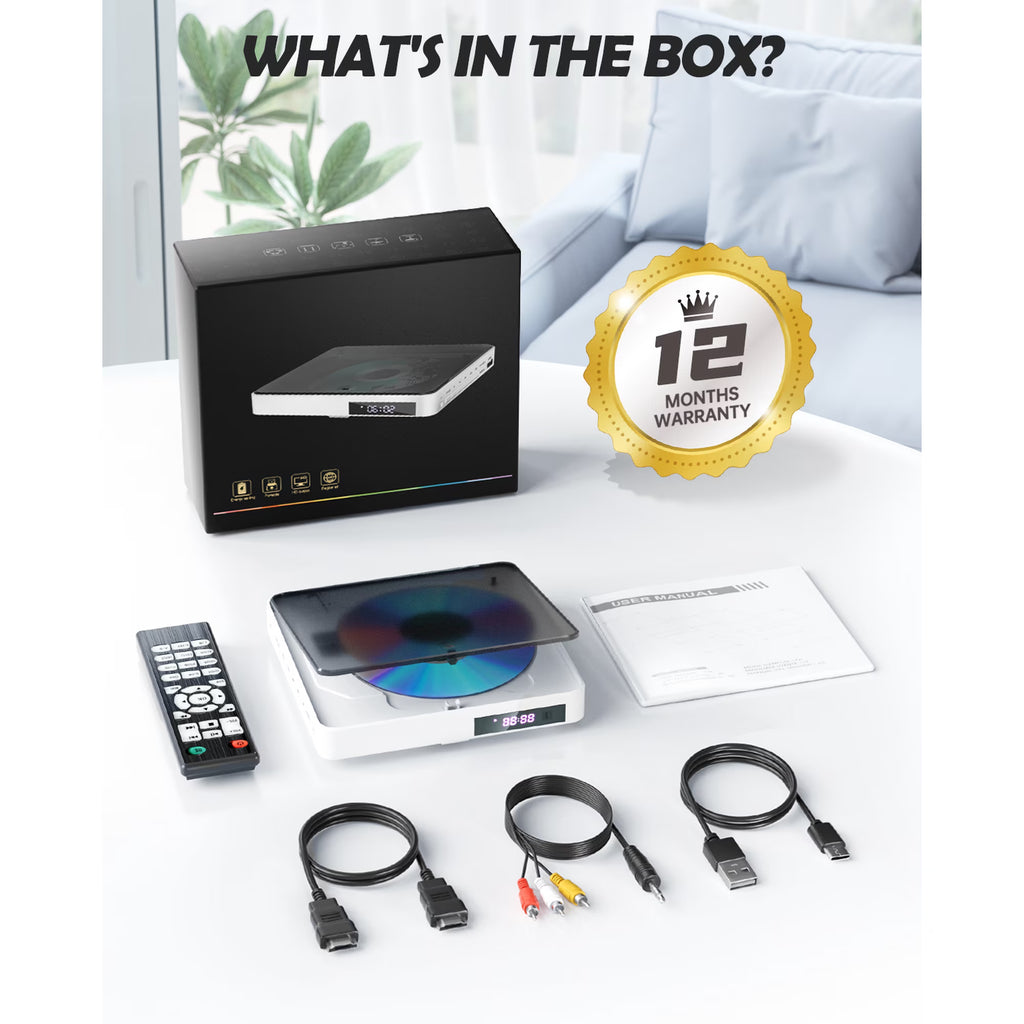 Arafuna Portable DVD Players for TV, 1080P Mini DVD Player with Remote, Hdmi Cable, Support Playback
